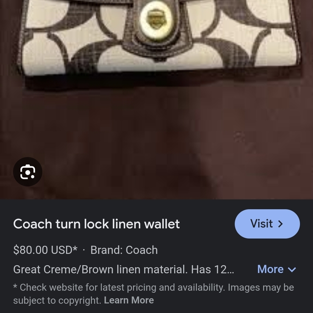 Iso Coach Black and Cream Turn Lock Wallet